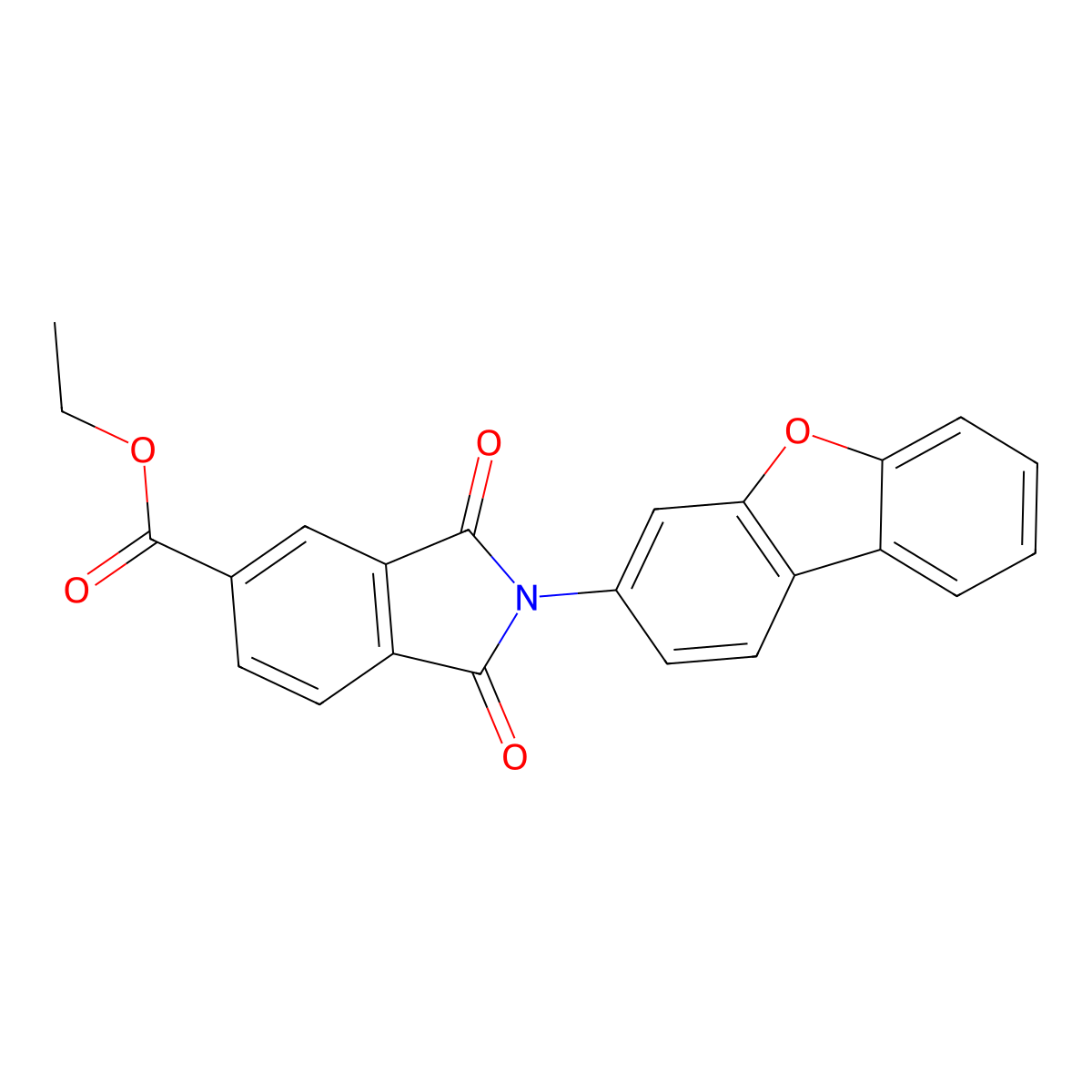 Ethyl 2-dibenzofuran-3-yl-1,3-dioxoisoindole-5-carboxylate molecular structure, CAS 313552-07-7