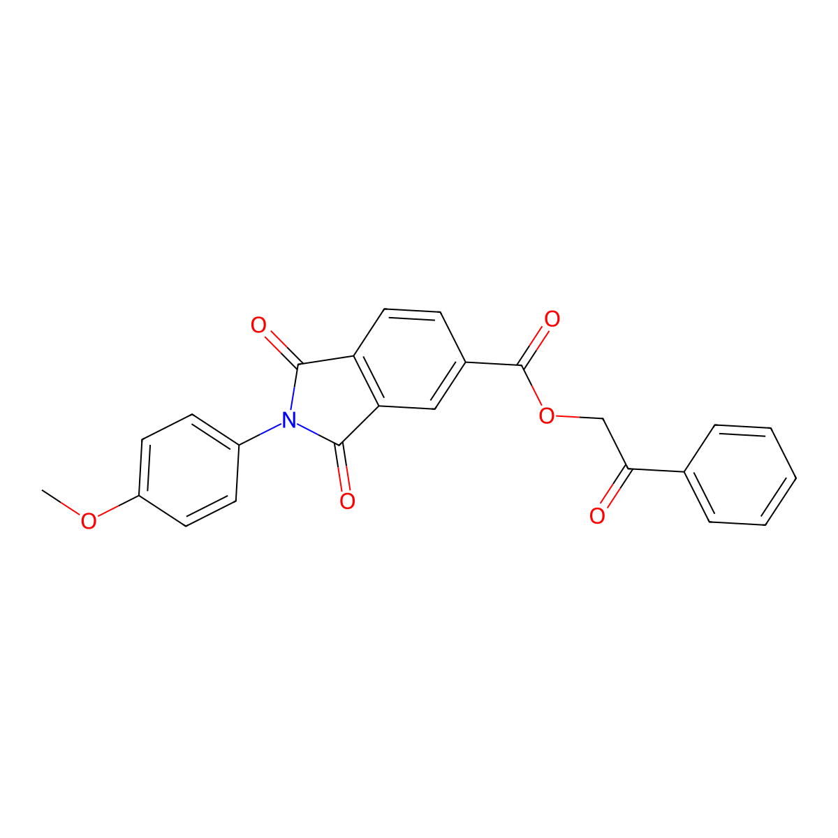 2-Oxo-2-phenylethyl 2-(4-methoxyphenyl)-1,3-dioxo-5-isoindolinecarboxylate molecular structure, CAS 313552-10-2