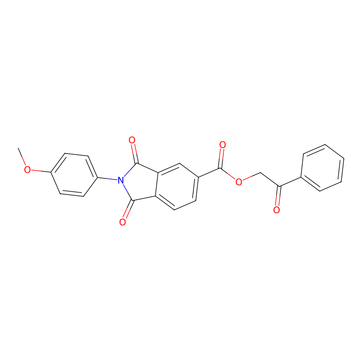 2-Oxo-2-phenylethyl 2-(4-methoxyphenyl)-1,3-dioxo-5-isoindolinecarboxylate molecular structure, CAS 313552-10-2