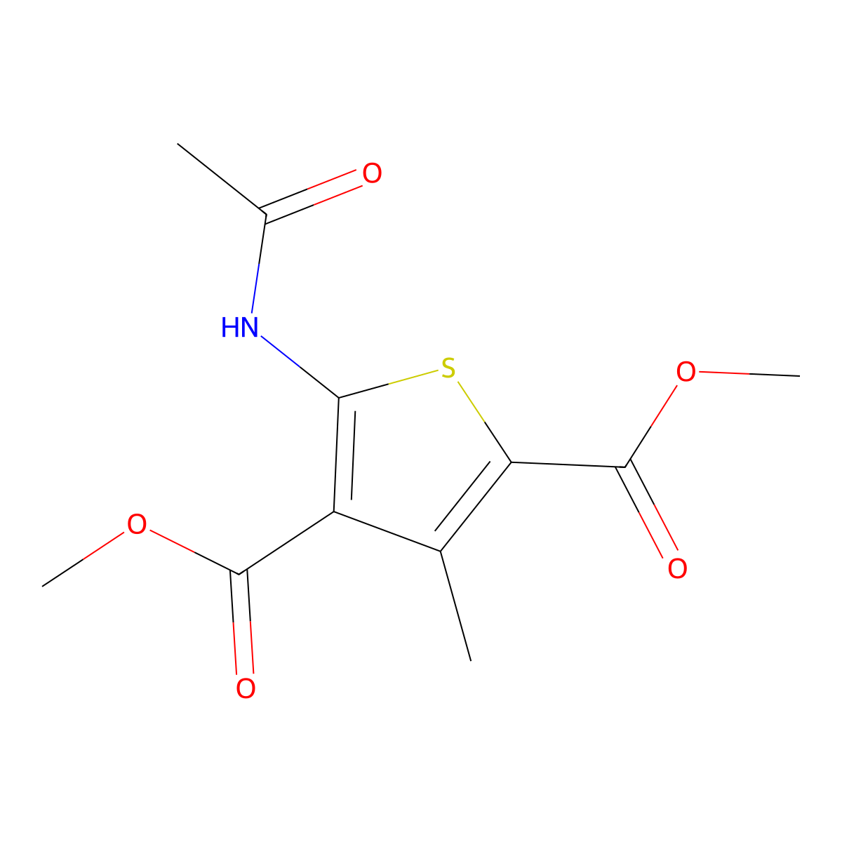 5-Acetylamino-3-methyl-thiophene-2,4-dicarboxylic acid dimethyl ester molecular structure, CAS 313552-58-8