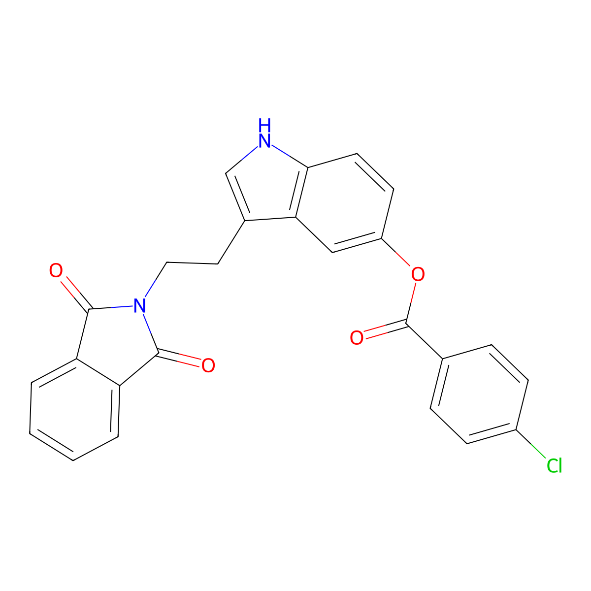 3-(2-(1,3-dioxoisoindolin-2-yl)ethyl)-1H-indol-5-yl 4-chlorobenzoate molecular structure, CAS 313553-44-5