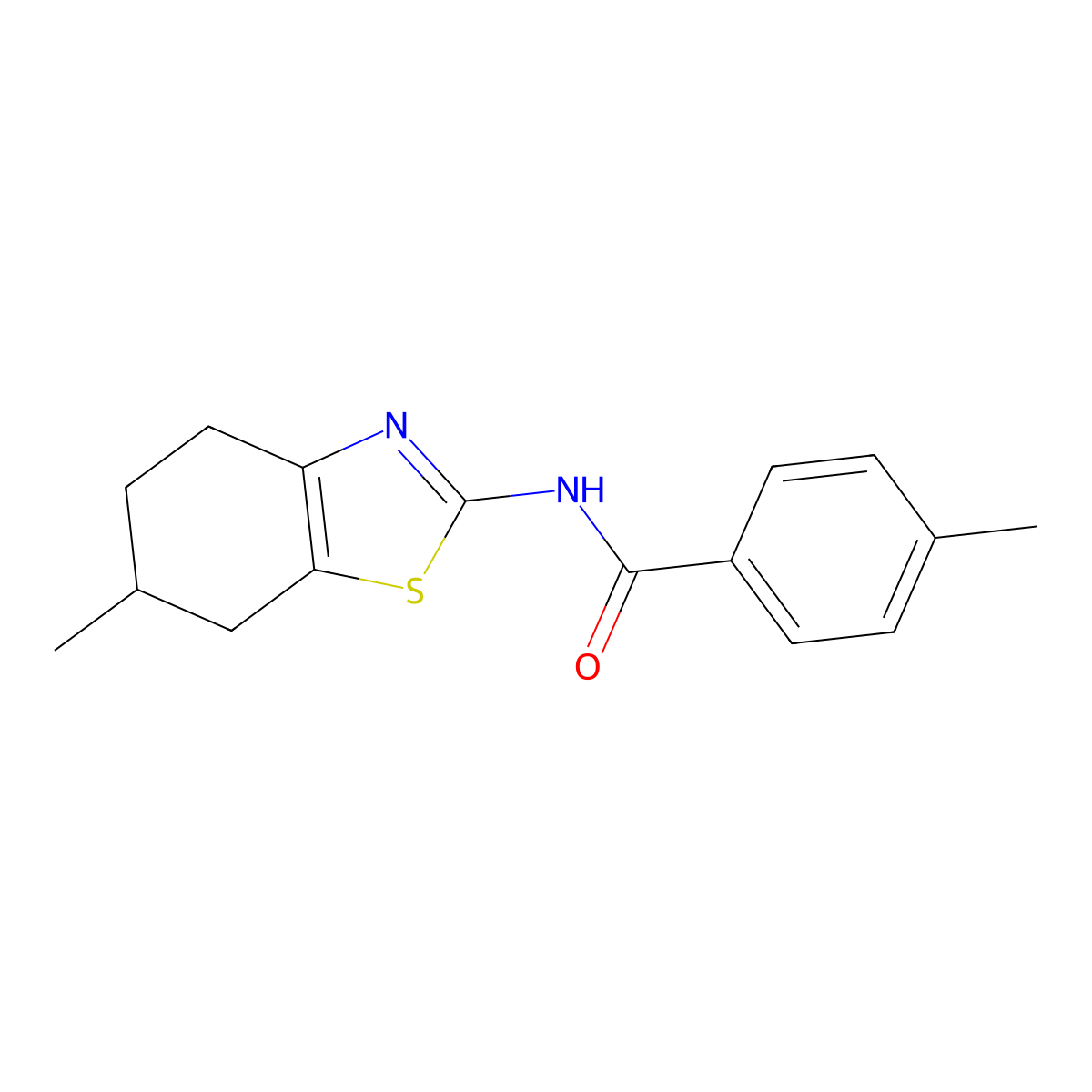 4-methyl-N-(6-methyl-4,5,6,7-tetrahydro-1,3-benzothiazol-2-yl)benzamide molecular structure, CAS 313553-51-4