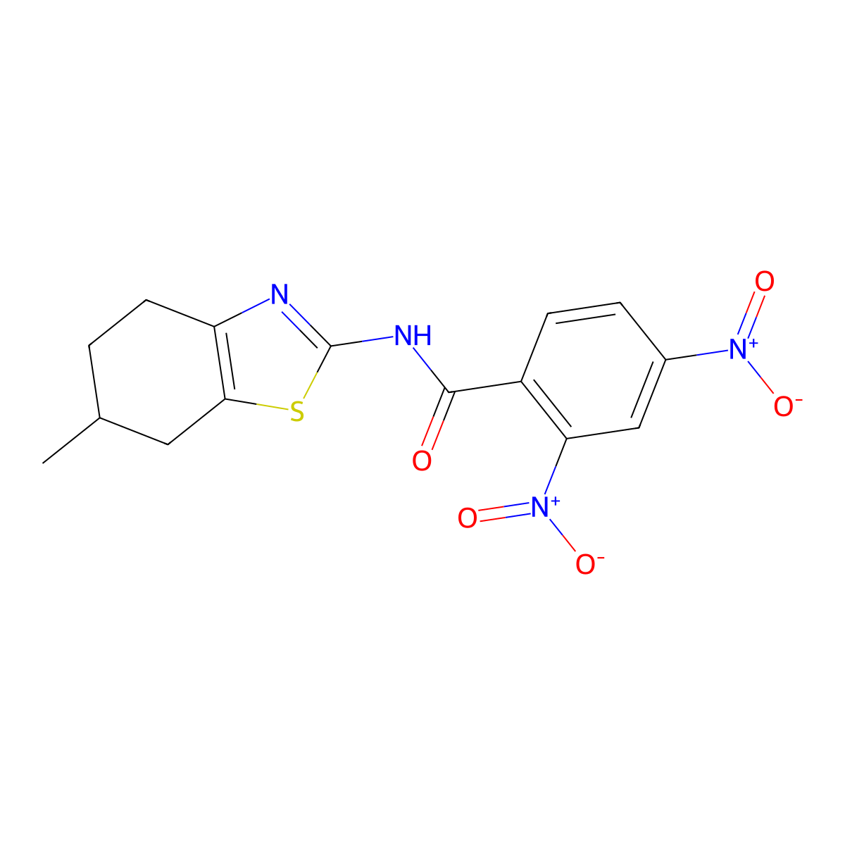 N-(6-methyl-4,5,6,7-tetrahydro-1,3-benzothiazol-2-yl)-2,4-dinitrobenzamide molecular structure, CAS 313553-52-5