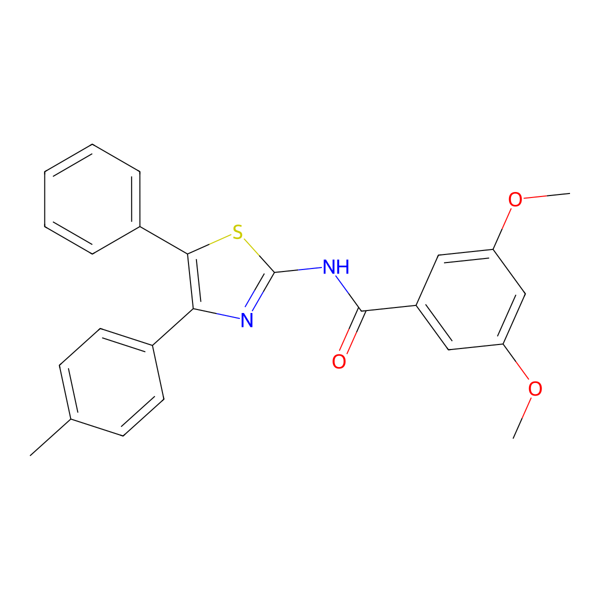 3,5-dimethoxy-N-[4-(4-methylphenyl)-5-phenyl-1,3-thiazol-2-yl]benzamide molecular structure, CAS 313553-86-5