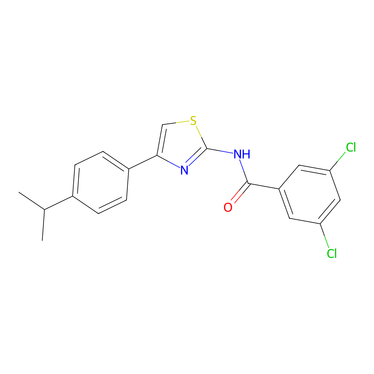 3,5-dichloro-N-(4-(4-isopropylphenyl)thiazol-2-yl)benzamide molecular structure, CAS 313554-41-5