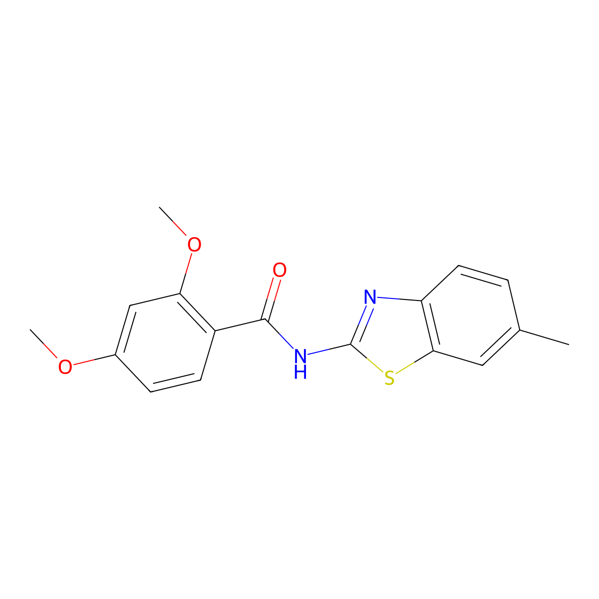 2,4-dimethoxy-N-(6-methyl-1,3-benzothiazol-2-yl)benzamide molecular structure, CAS 313554-42-6