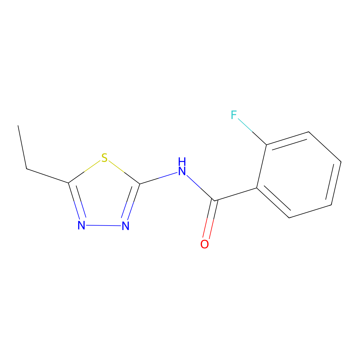 N-(5-ethyl-1,3,4-thiadiazol-2-yl)-2-fluorobenzamide molecular structure, CAS 313554-49-3