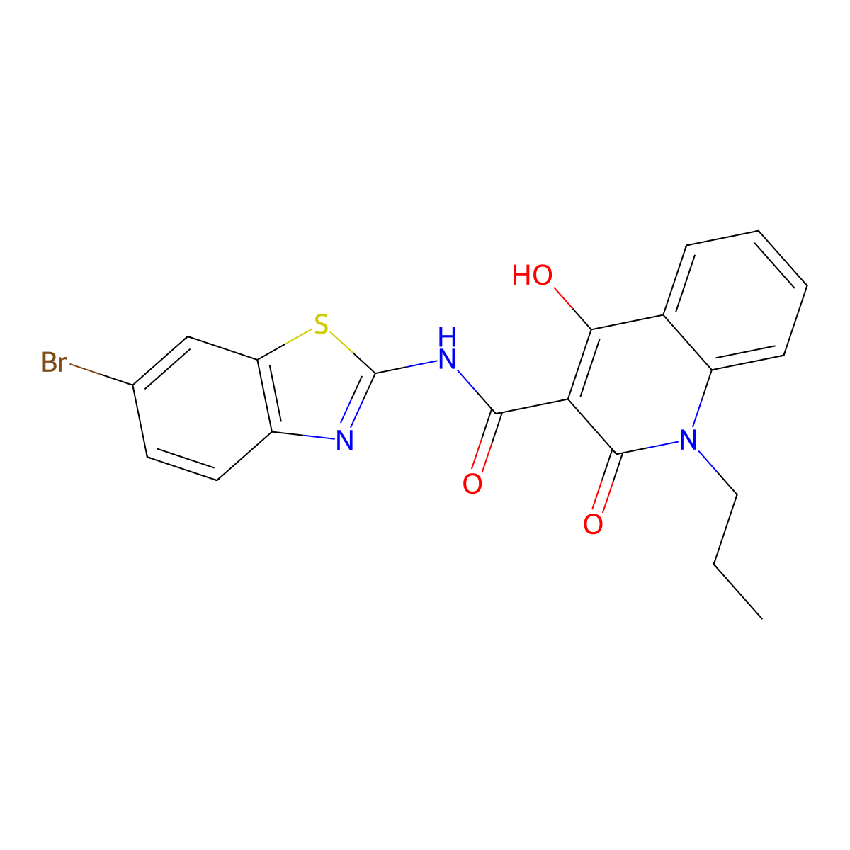 N-(6-bromo-1,3-benzothiazol-2-yl)-4-hydroxy-2-oxo-1-propyl-1,2-dihydroquinoline-3-carboxamide molecular structure, CAS 313554-65-3