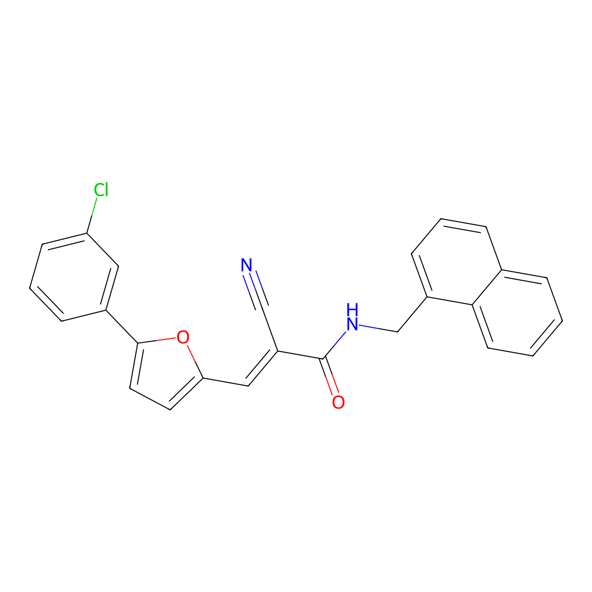 3-[5-(3-Chlorophenyl)-2-furanyl]-2-cyano-N-(1-naphthalenylmethyl)-2-propenamide molecular structure, CAS 313554-89-1