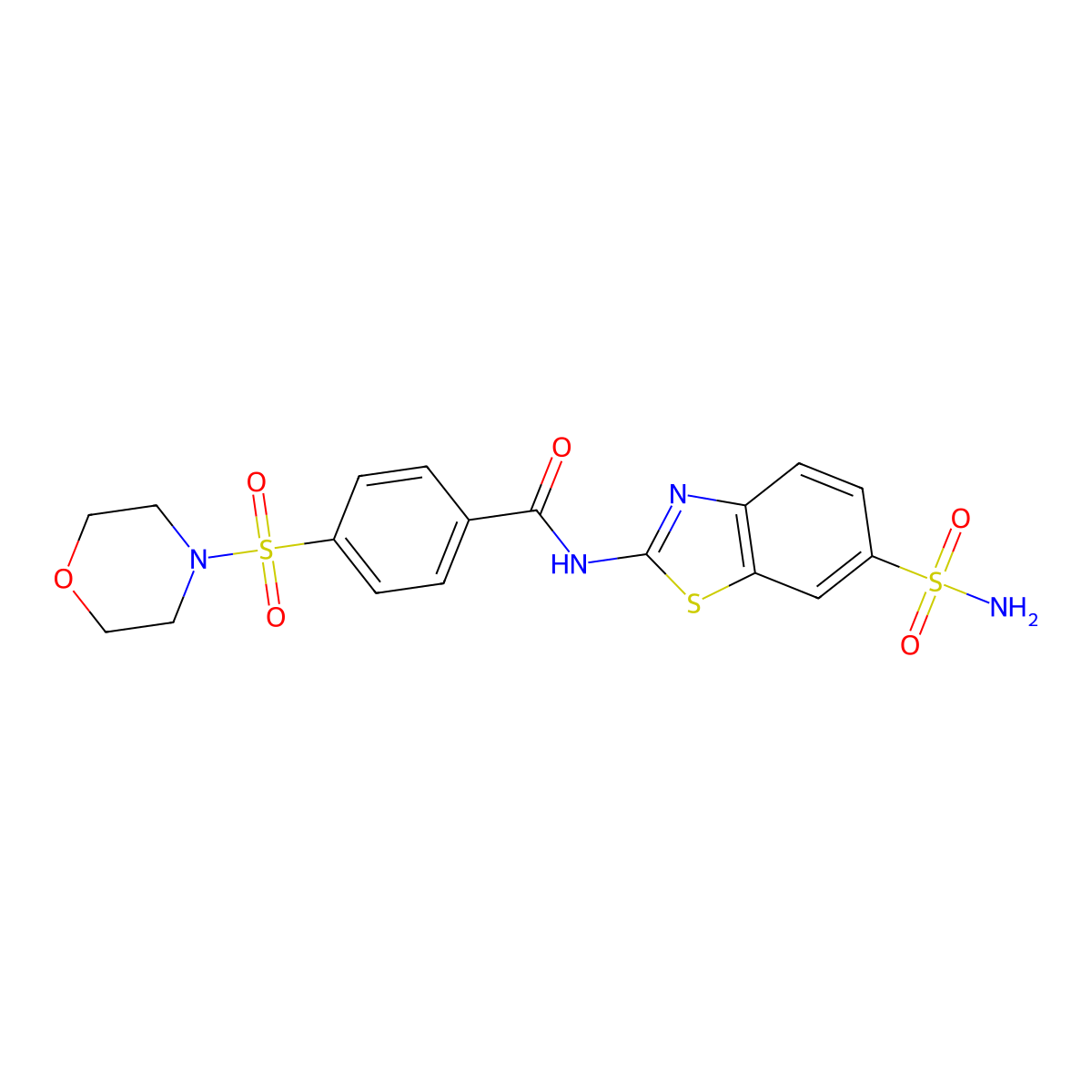 4-(morpholine-4-sulfonyl)-N-(6-sulfamoyl-1,3-benzothiazol-2-yl)benzamide molecular structure, CAS 313554-92-6