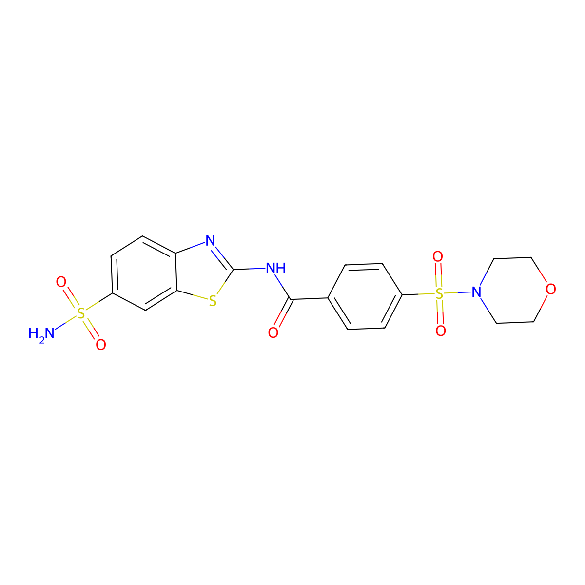 4-(morpholine-4-sulfonyl)-N-(6-sulfamoyl-1,3-benzothiazol-2-yl)benzamide molecular structure, CAS 313554-92-6