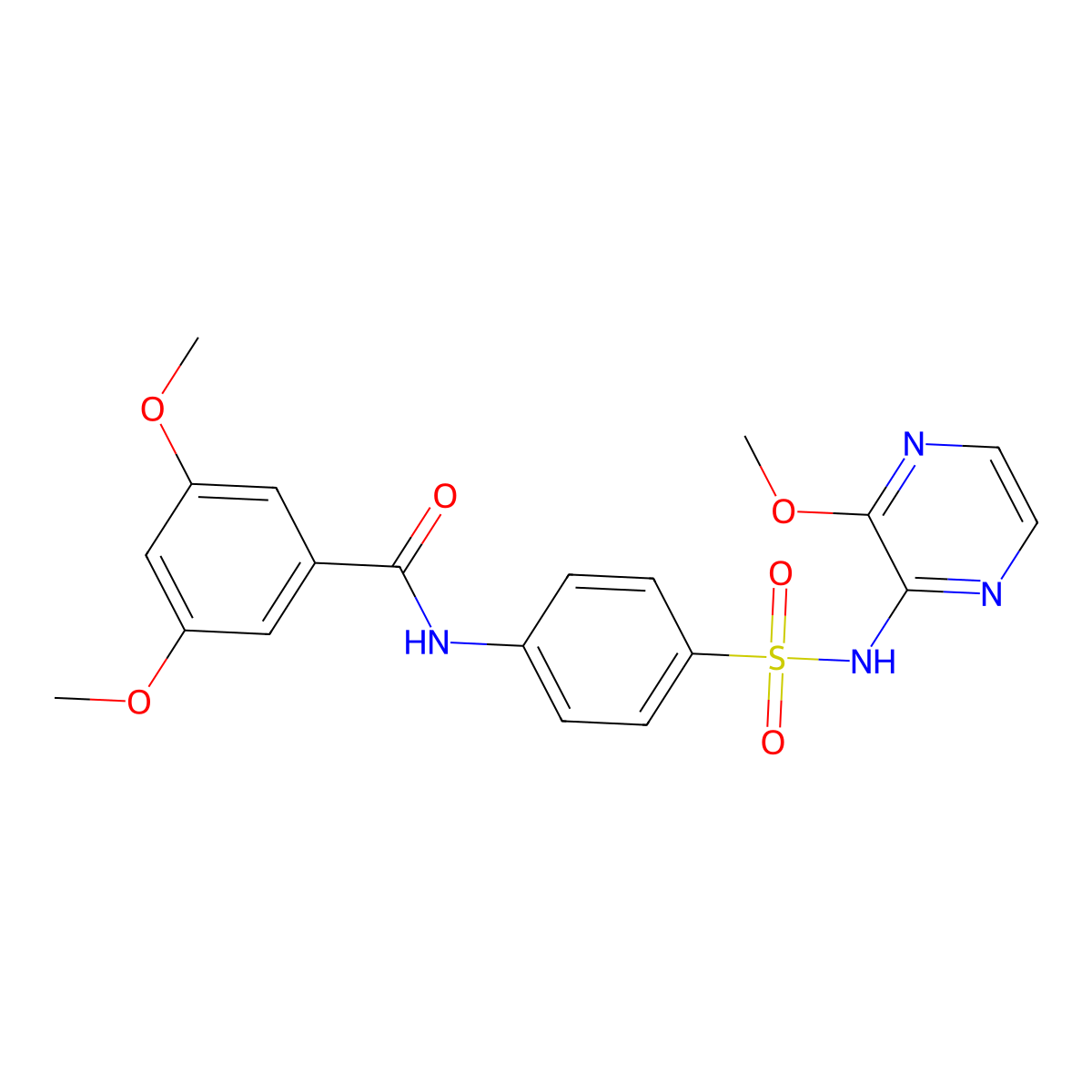 3,5-dimethoxy-N-{4-[(3-methoxypyrazin-2-yl)sulfamoyl]phenyl}benzamide molecular structure, CAS 313554-95-9
