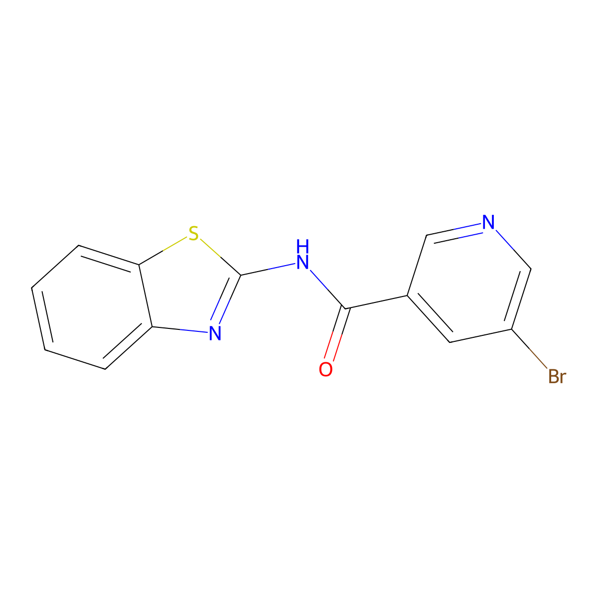 N-(1,3-benzothiazol-2-yl)-5-bromopyridine-3-carboxamide molecular structure, CAS 313555-27-0