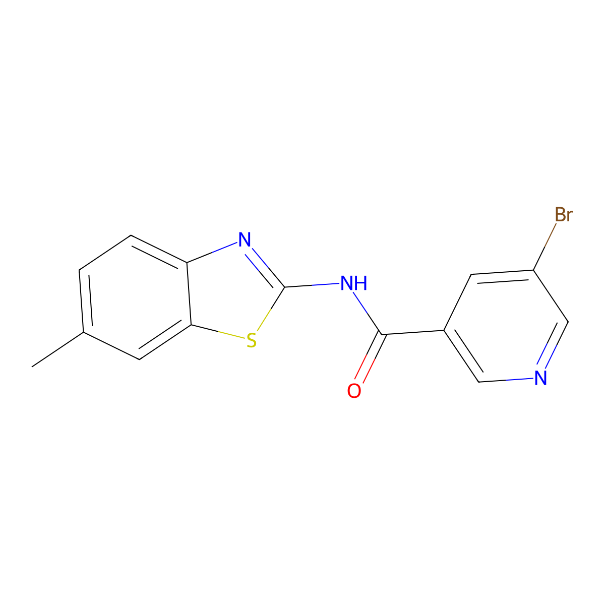 5-bromo-N-(6-methyl-1,3-benzothiazol-2-yl)pyridine-3-carboxamide molecular structure, CAS 313555-66-7