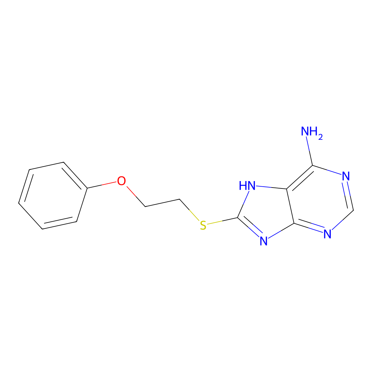 8-(2-phenoxyethylsulfanyl)-7H-purin-6-amine molecular structure, CAS 313558-58-6