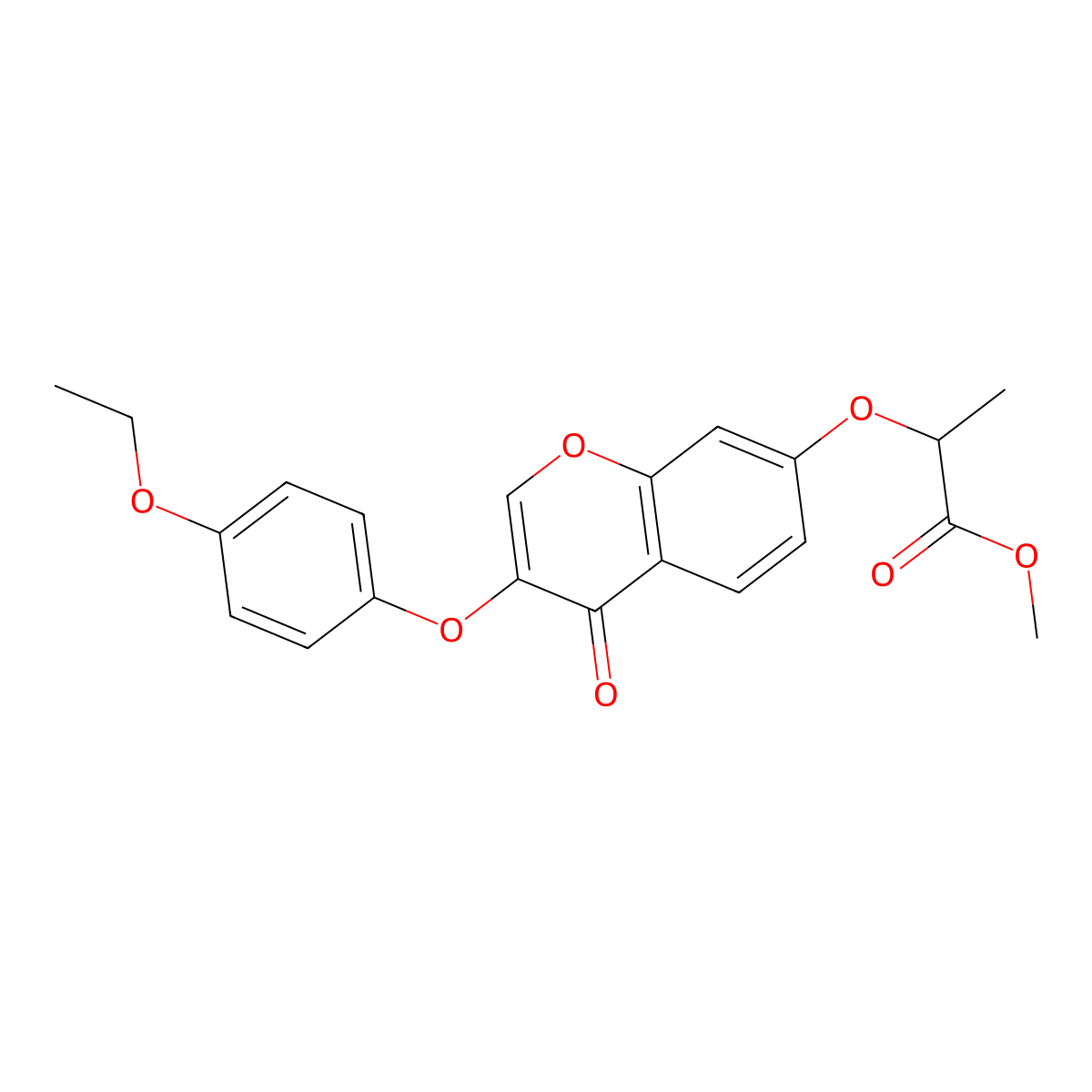 methyl 2-((3-(4-ethoxyphenoxy)-4-oxo-4H-chromen-7-yl)oxy)propanoate molecular structure, CAS 313559-69-2
