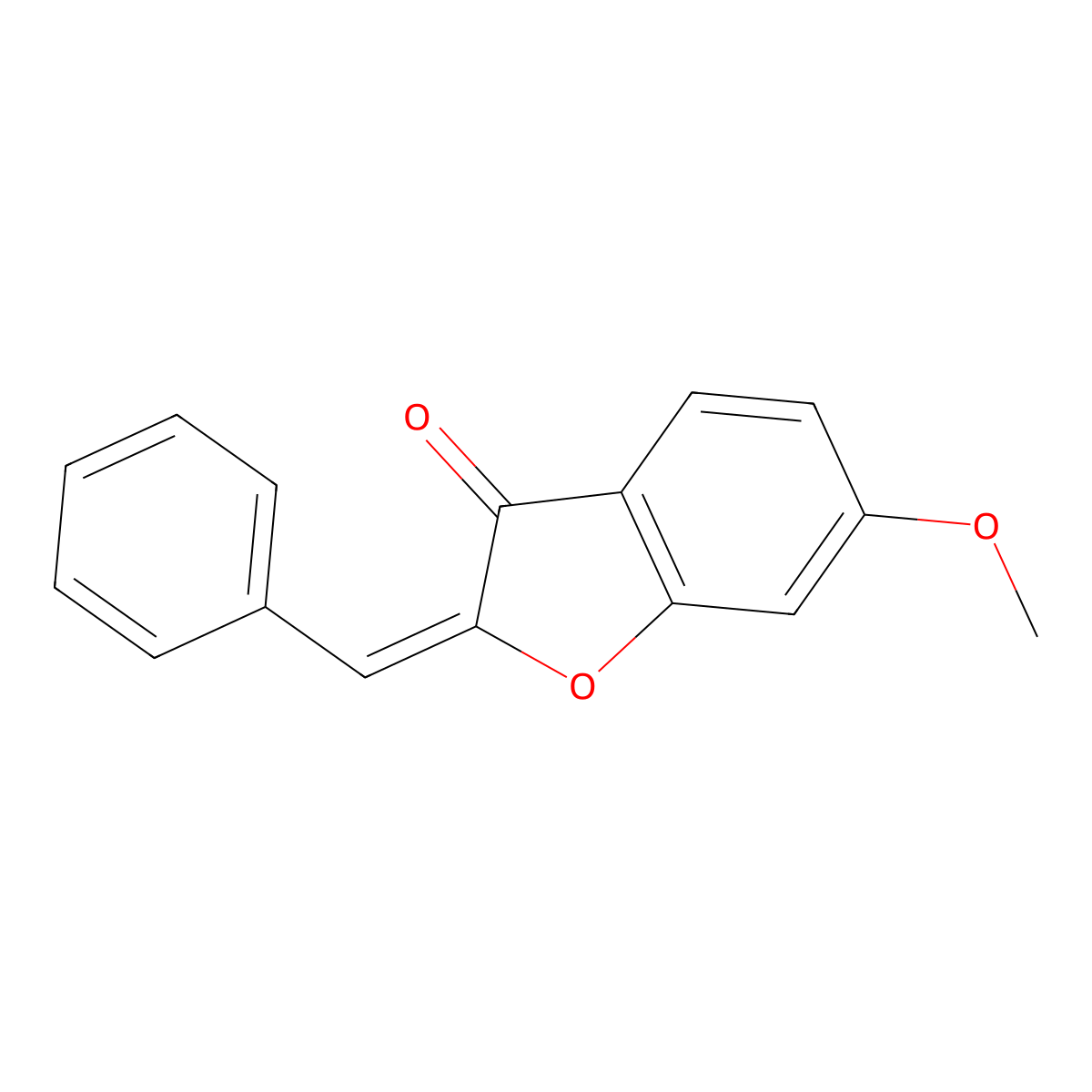 3(2H)-Benzofuranone, 6-methoxy-2-(phenylmethylene)-, (E)- molecular structure, CAS 31356-10-2