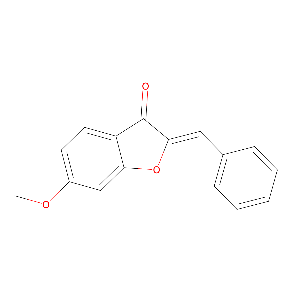 3(2H)-Benzofuranone, 6-methoxy-2-(phenylmethylene)-, (E)- molecular structure, CAS 31356-10-2