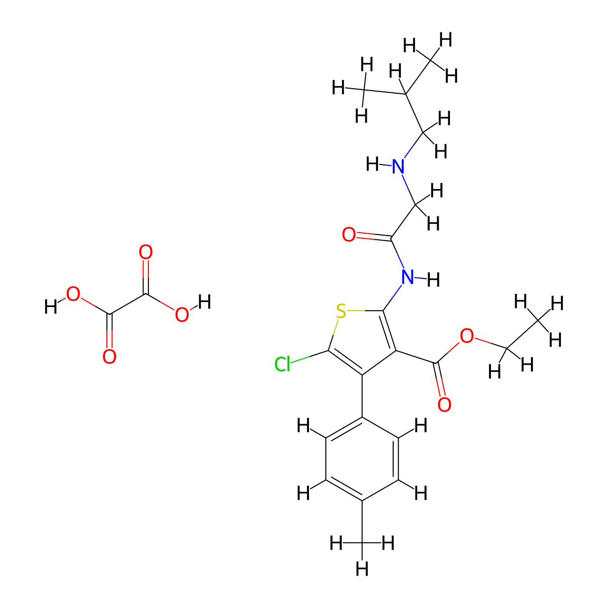 Ethyl 5-chloro-2-(2-(isobutylamino)acetamido)-4-(p-tolyl)thiophene-3-carboxylate oxalate molecular structure, CAS 313641-22-4
