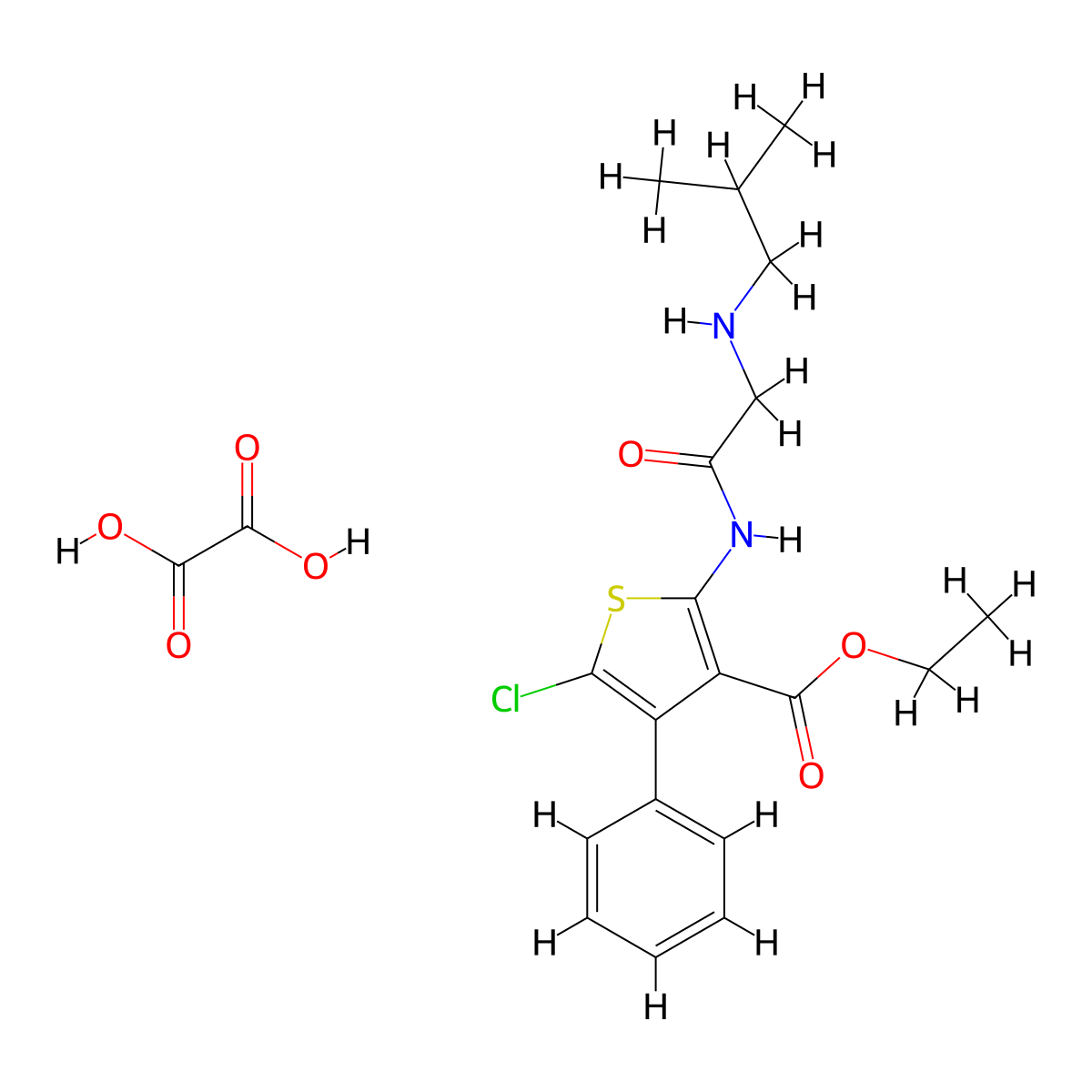 Ethyl 5-chloro-2-(2-(isobutylamino)acetamido)-4-phenylthiophene-3-carboxylate oxalate molecular structure, CAS 313641-49-5