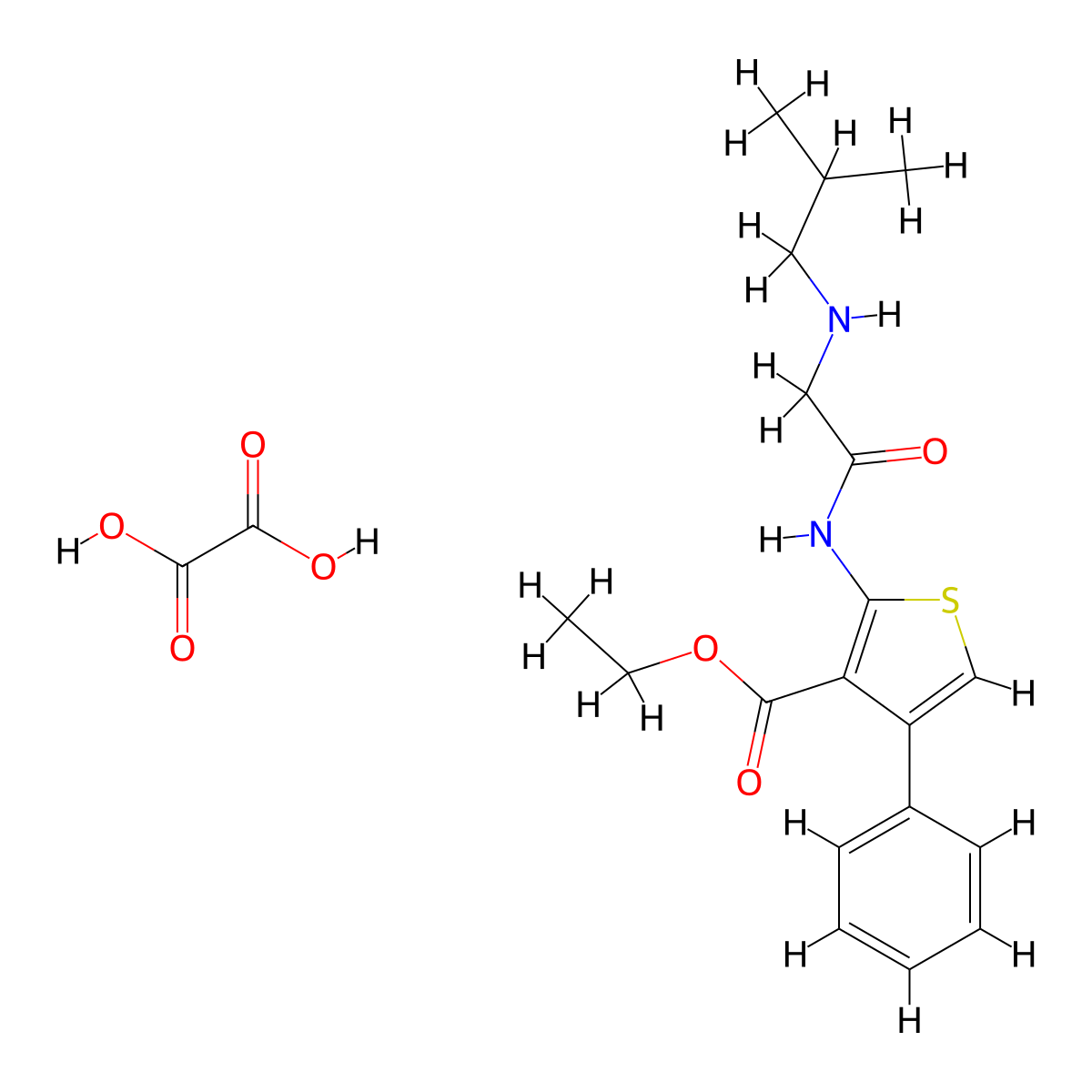 Ethyl 2-(2-(isobutylamino)acetamido)-4-phenylthiophene-3-carboxylate oxalate molecular structure, CAS 313641-51-9