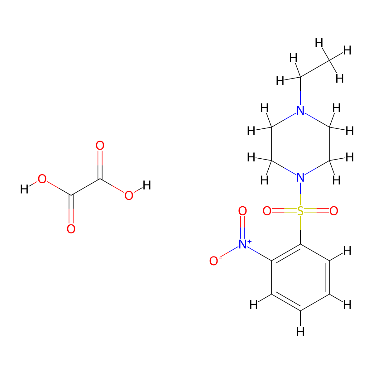 1-Ethyl-4-((2-nitrophenyl)sulfonyl)piperazine oxalate molecular structure, CAS 313641-57-5