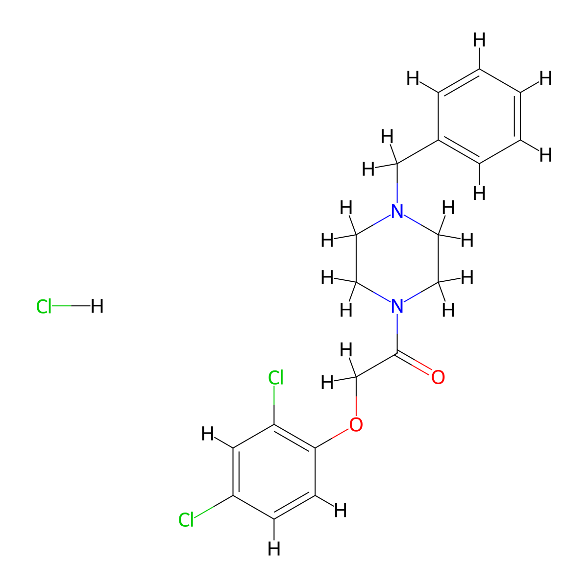 1-(4-benzylpiperazin-1-yl)-2-(2,4-dichlorophenoxy)ethanone Hydrochloride molecular structure, CAS 313641-65-5