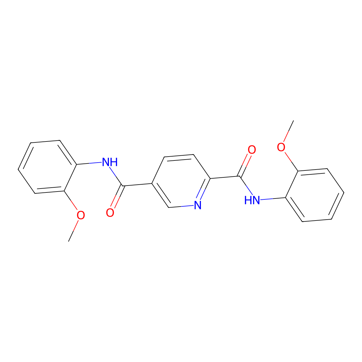 2-N,5-N-bis(2-methoxyphenyl)pyridine-2,5-dicarboxamide molecular structure, CAS 313644-89-2