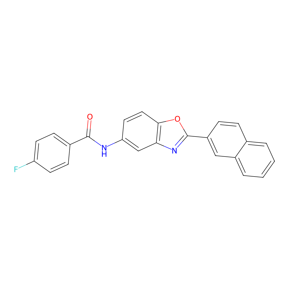 4-fluoro-N-(2-naphthalen-2-yl-1,3-benzoxazol-5-yl)benzamide molecular structure, CAS 313645-15-7