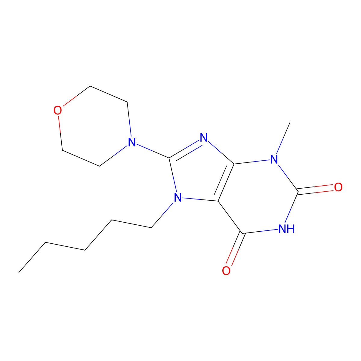3-Methyl-8-morpholin-4-yl-7-pentylpurine-2,6-dione molecular structure, CAS 313646-06-9