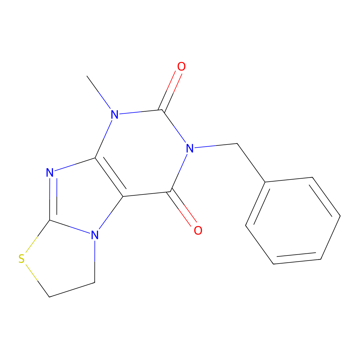 3-Benzyl-1-methyl-6,7-dihydro-1H-thiazolo[2,3-f]purine-2,4-dione molecular structure, CAS 313646-09-2