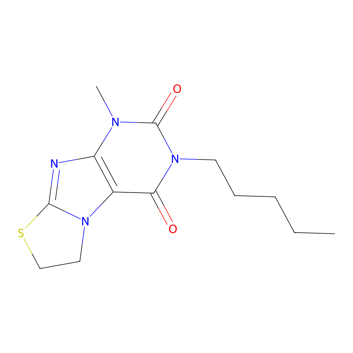 1-methyl-3-pentyl-6,7-dihydro[1,3]thiazolo[2,3-f]purine-2,4(1H,3H)-dione molecular structure, CAS 313646-10-5