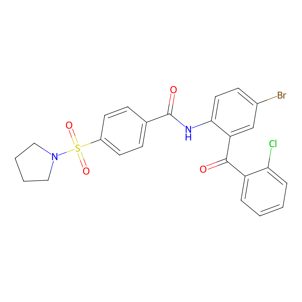 N-(4-bromo-2-(2-chlorobenzoyl)phenyl)-4-(pyrrolidin-1-ylsulfonyl)benzamide molecular structure, CAS 313646-15-0