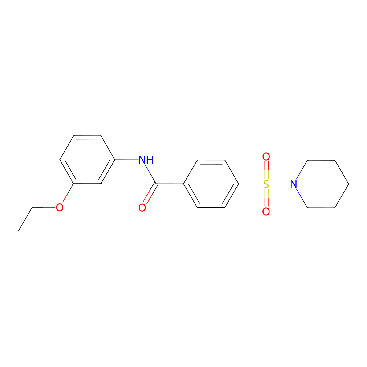 N-(3-ethoxyphenyl)-4-(piperidin-1-ylsulfonyl)benzamide molecular structure, CAS 313646-38-7