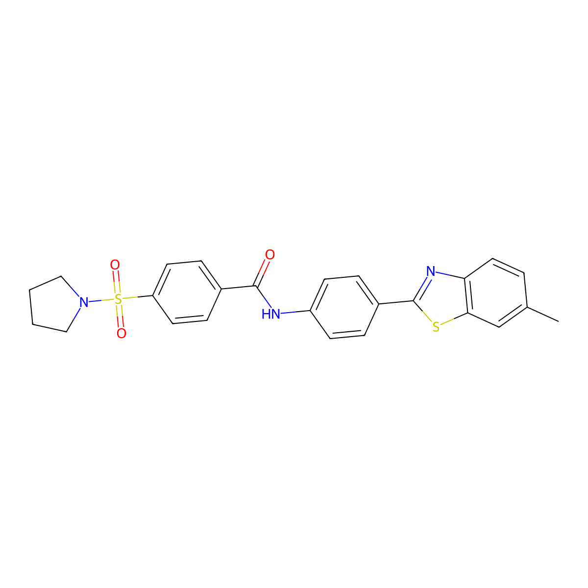 N-[4-(6-methyl-1,3-benzothiazol-2-yl)phenyl]-4-pyrrolidin-1-ylsulfonylbenzamide molecular structure, CAS 313646-52-5