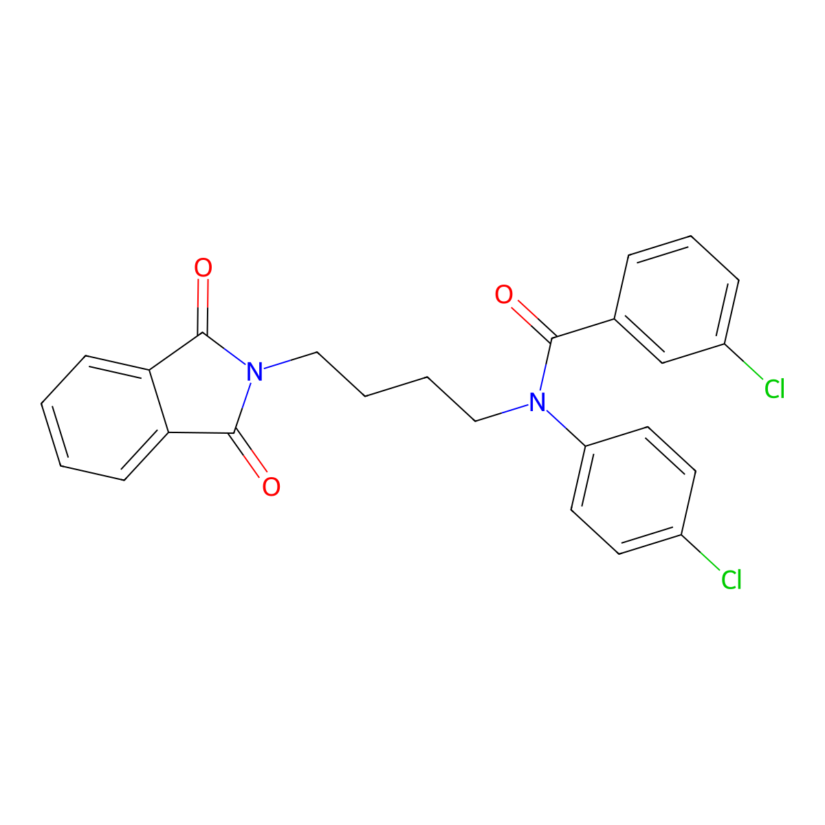 3-chloro-N-(4-chlorophenyl)-N-[4-(1,3-dioxoisoindol-2-yl)butyl]benzamide molecular structure, CAS 313646-83-2