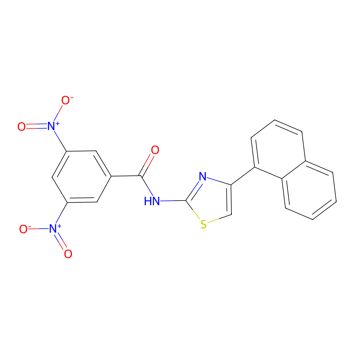 N-(4-naphthalen-1-yl-1,3-thiazol-2-yl)-3,5-dinitrobenzamide molecular structure, CAS 313647-66-4