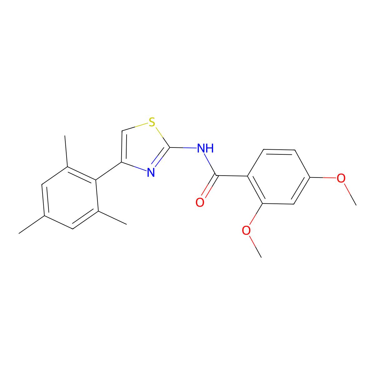 (E)-N-(4-mesitylthiazol-2(3H)-ylidene)-2,4-dimethoxybenzamide molecular structure, CAS 313647-74-4