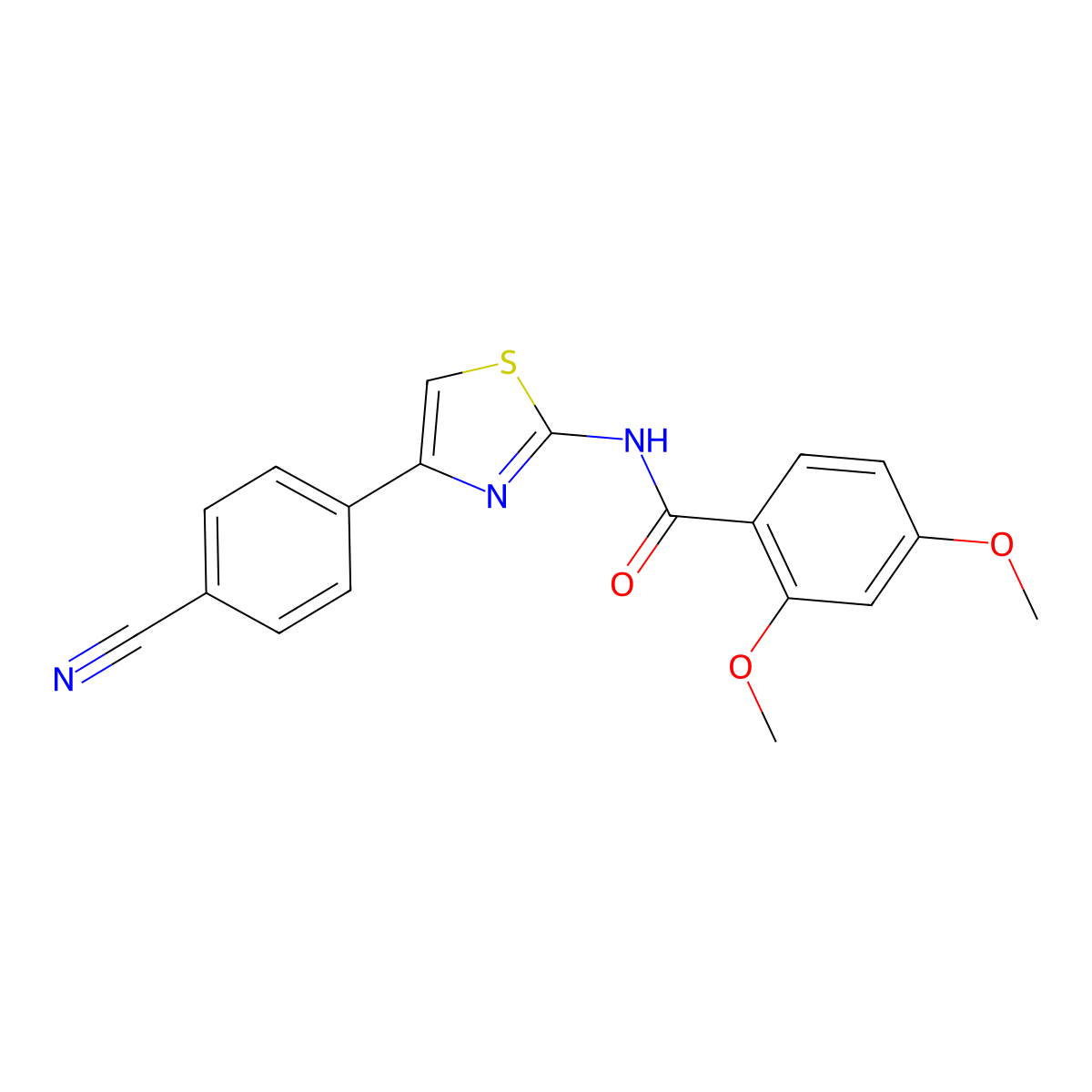 (E)-N-(4-(4-cyanophenyl)thiazol-2(3H)-ylidene)-2,4-dimethoxybenzamide molecular structure, CAS 313647-79-9