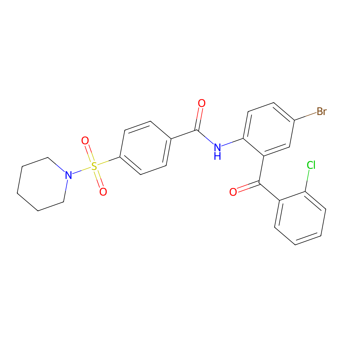 N-(4-bromo-2-(2-chlorobenzoyl)phenyl)-4-(piperidin-1-ylsulfonyl)benzamide molecular structure, CAS 313647-82-4