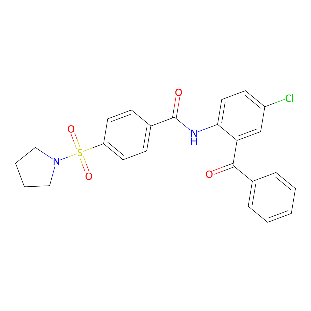 N-(2-benzoyl-4-chlorophenyl)-4-pyrrolidin-1-ylsulfonylbenzamide molecular structure, CAS 313647-88-0