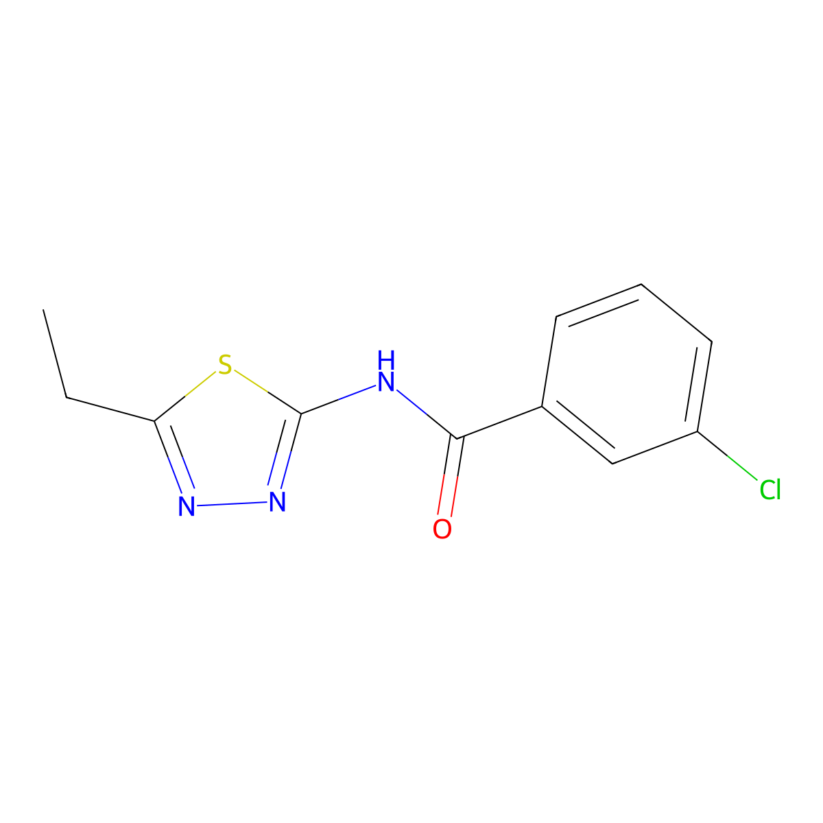 3-chloro-N-(5-ethyl-1,3,4-thiadiazol-2-yl)benzamide molecular structure, CAS 313648-40-7