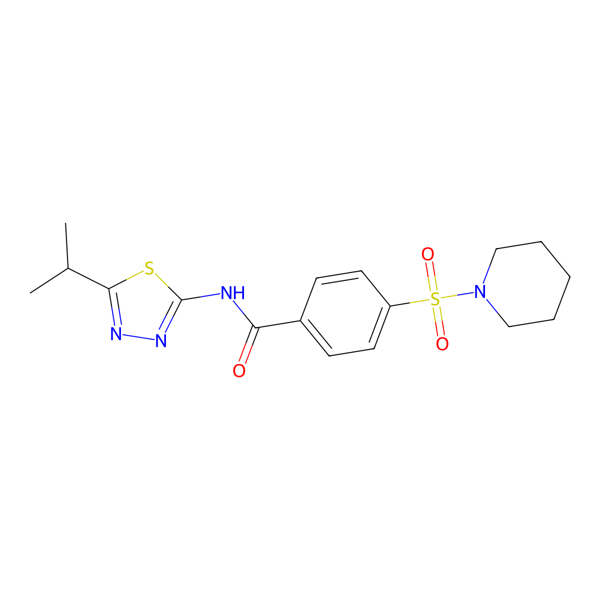 4-piperidin-1-ylsulfonyl-N-(5-propan-2-yl-1,3,4-thiadiazol-2-yl)benzamide molecular structure, CAS 313648-53-2