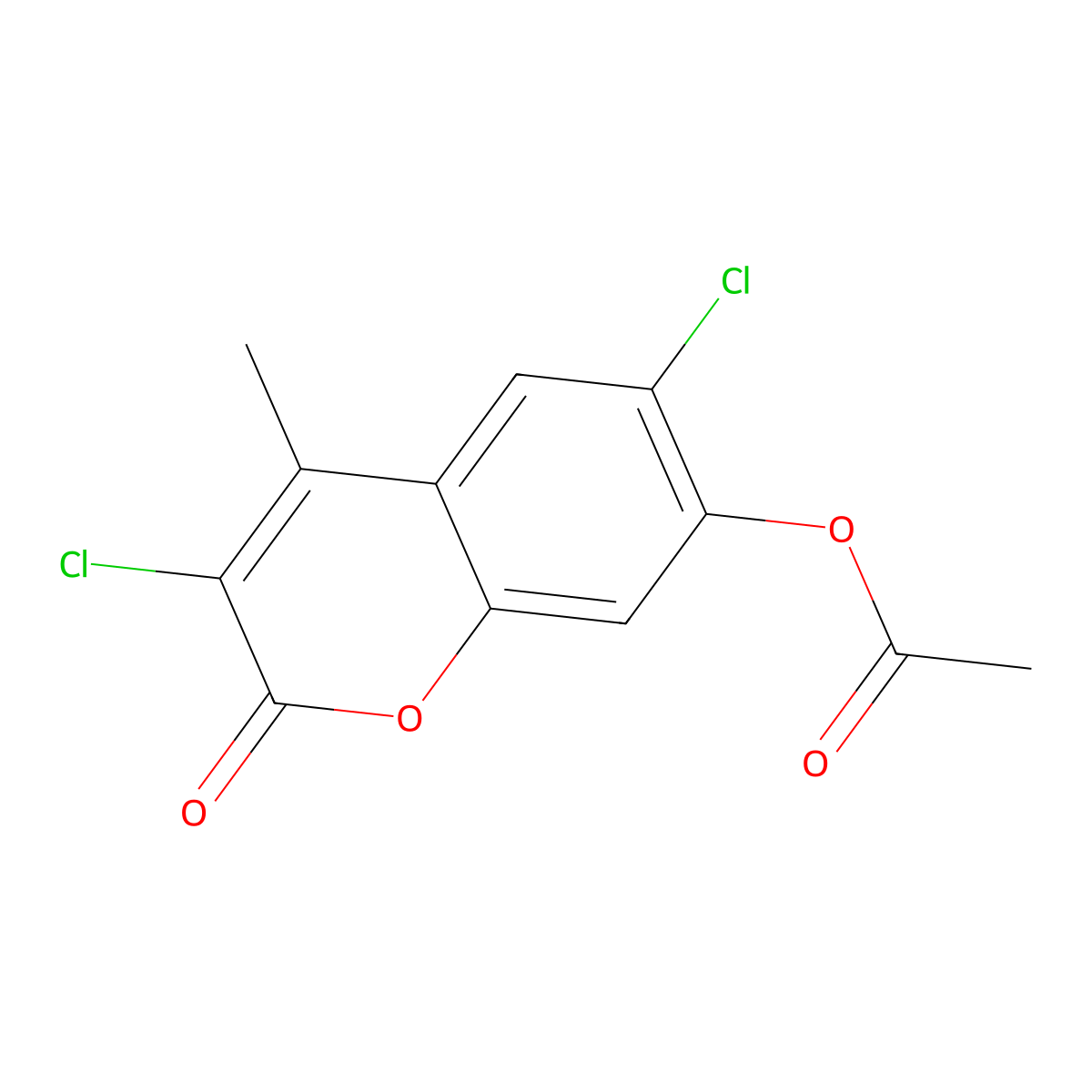 3,6-dichloro-4-methyl-2-oxo-2H-chromen-7-yl acetate molecular structure, CAS 313648-76-9
