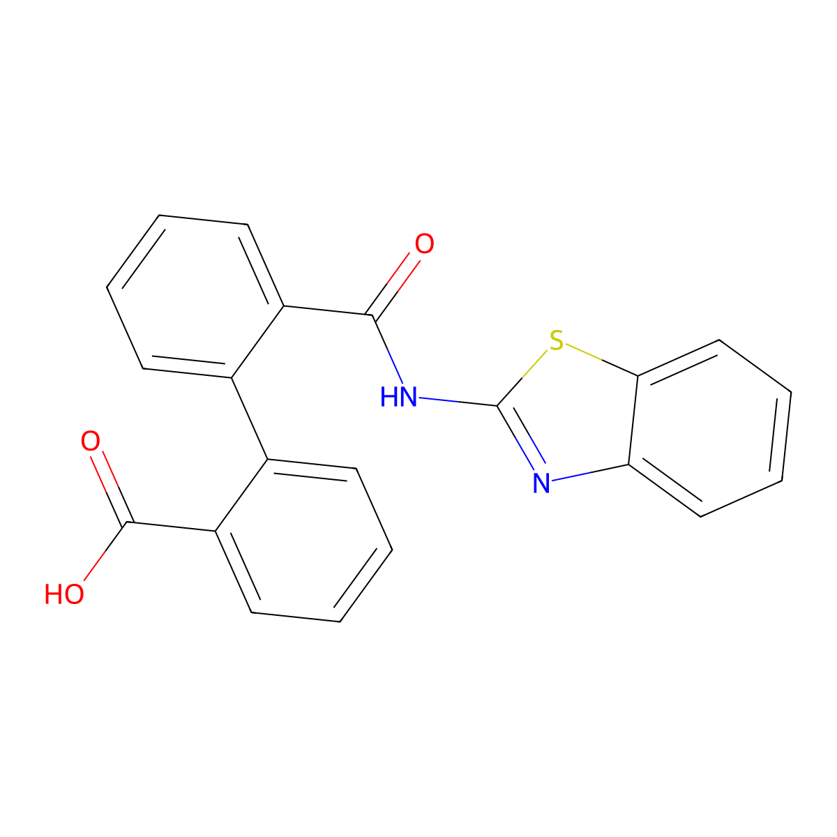 2'-(Benzo[d]thiazol-2-ylcarbamoyl)-[1,1'-biphenyl]-2-carboxylic acid molecular structure, CAS 313648-85-0