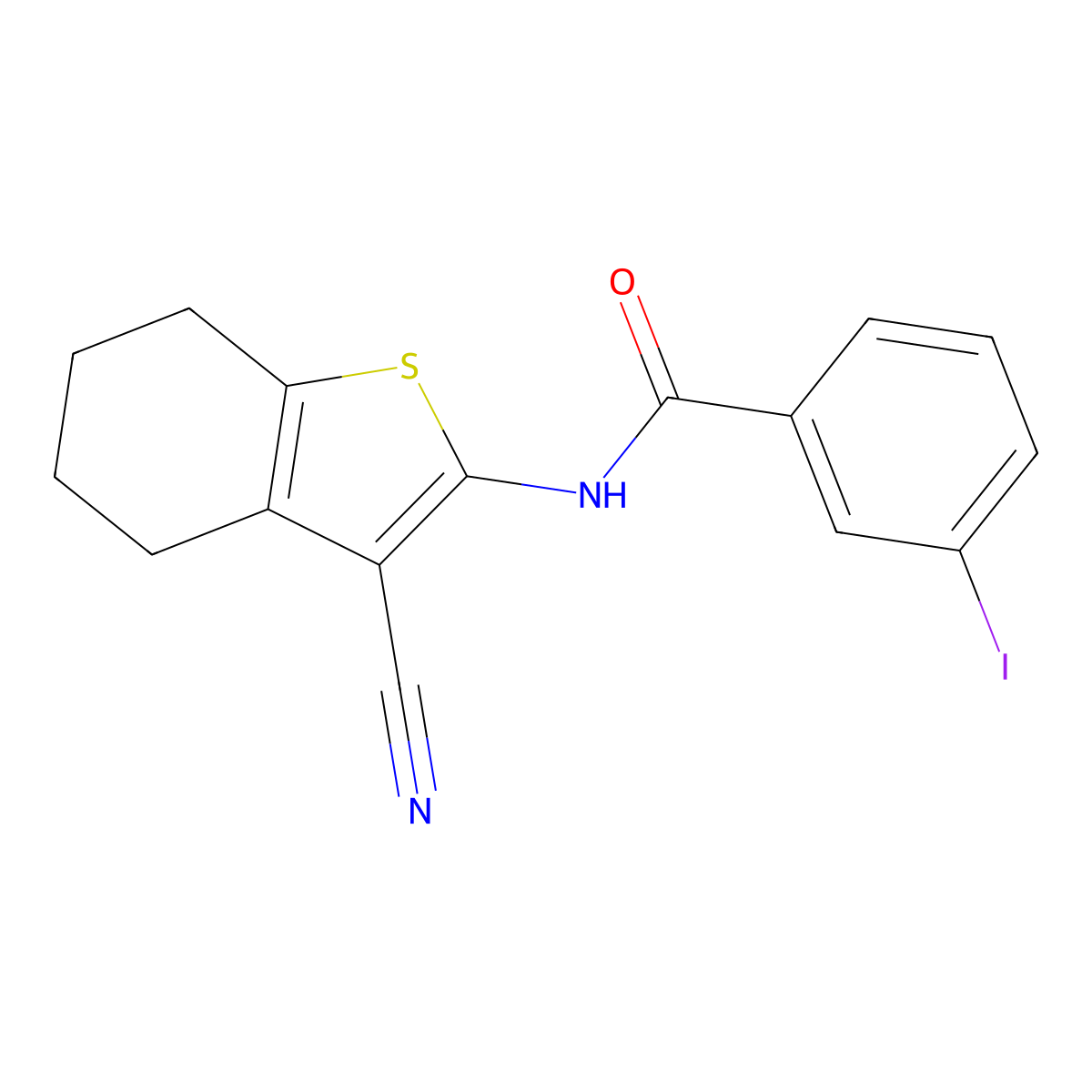 N-(3-cyano-4,5,6,7-tetrahydro-1-benzothiophen-2-yl)-3-iodobenzamide molecular structure, CAS 313648-92-9