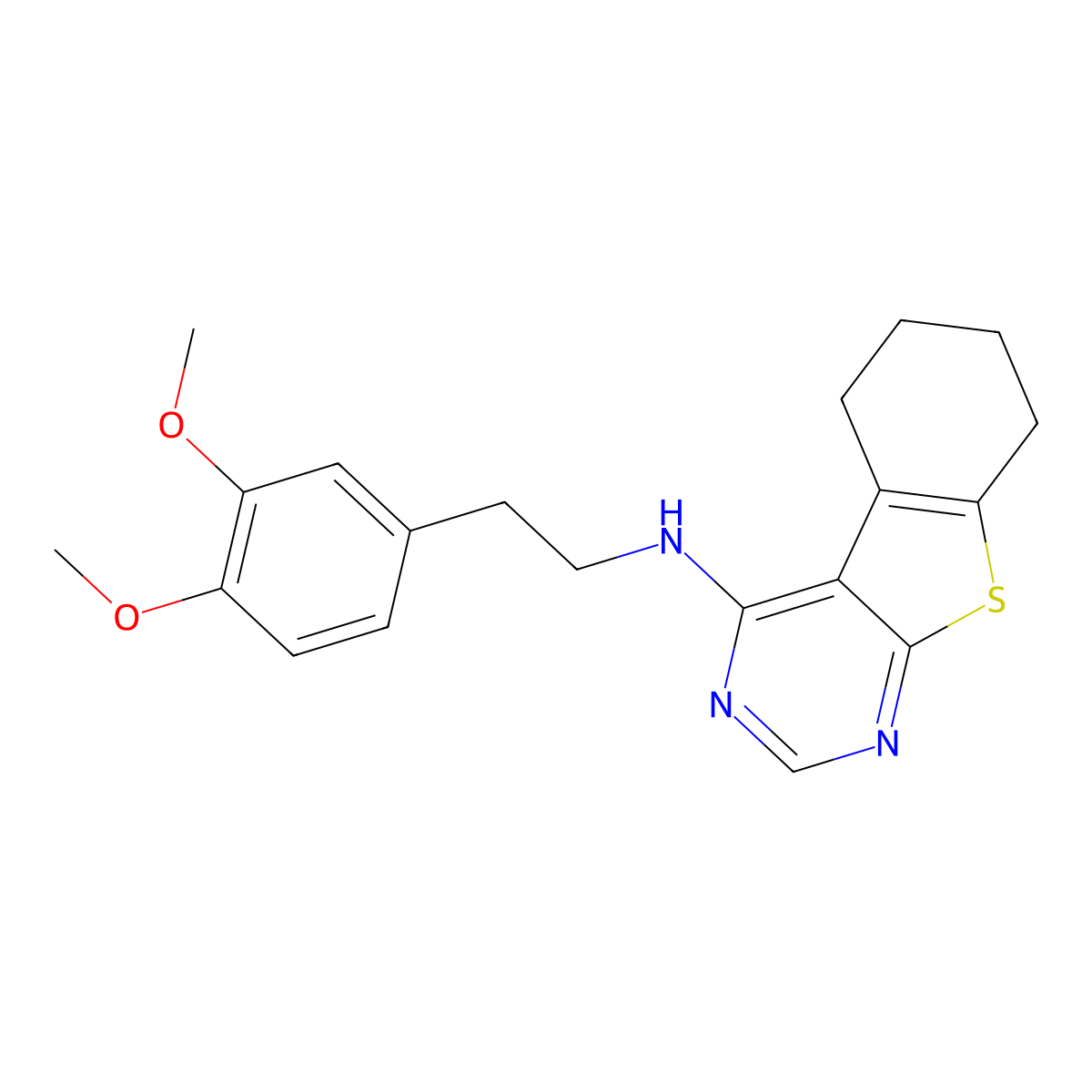 N-[2-(3,4-dimethoxyphenyl)ethyl]-5,6,7,8-tetrahydro[1]benzothieno[2,3-d]pyrimidin-4-amine molecular structure, CAS 313649-38-6