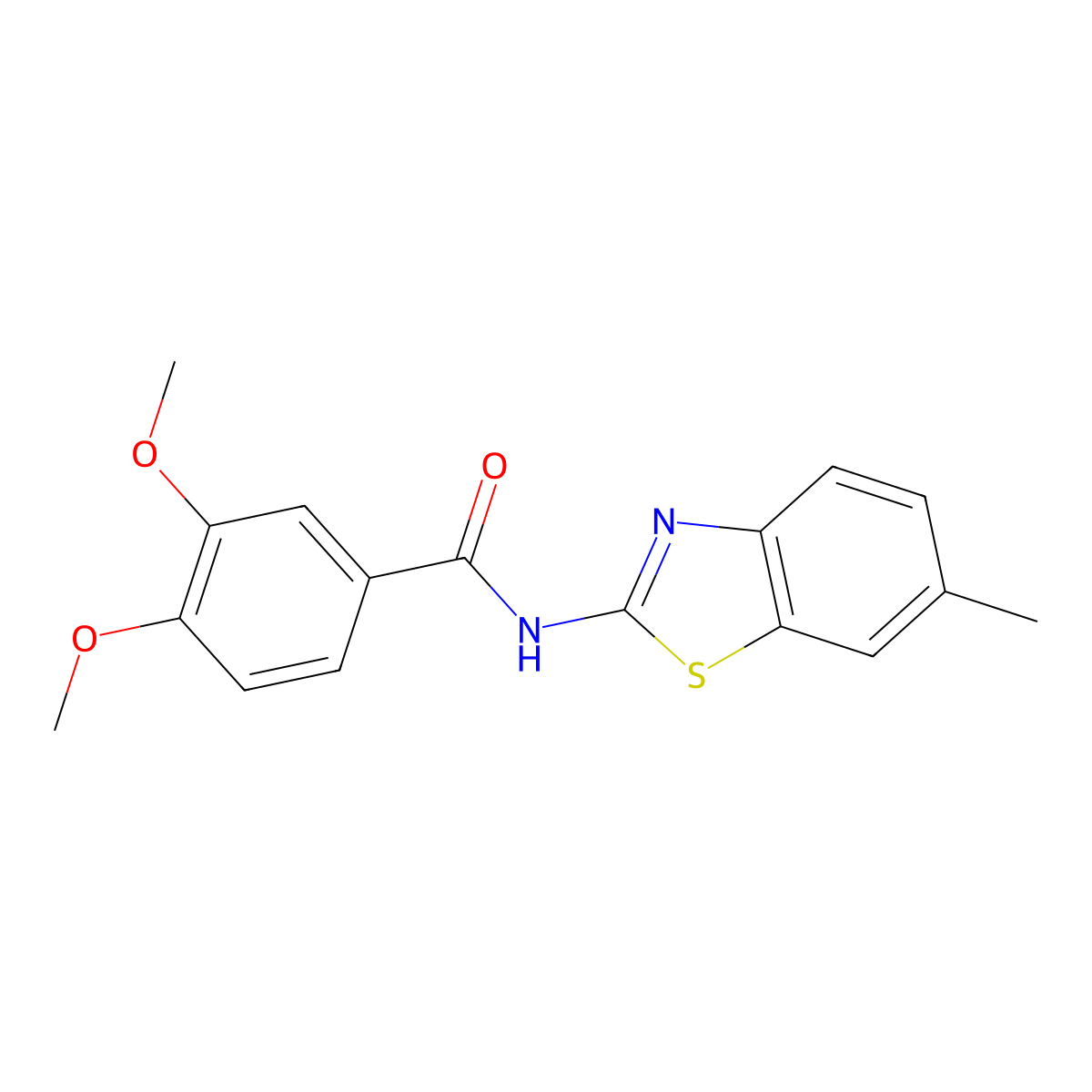 3,4-dimethoxy-N-(6-methyl-1,3-benzothiazol-2-yl)benzamide molecular structure, CAS 313649-59-1