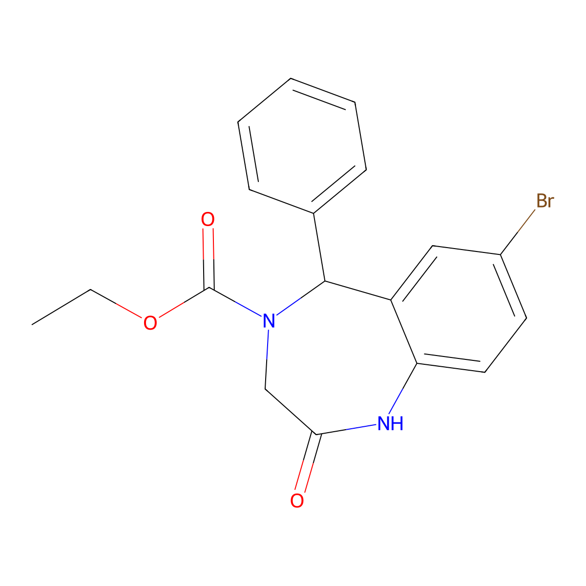 ethyl 7-bromo-2-oxo-5-phenyl-3,5-dihydro-1H-1,4-benzodiazepine-4-carboxylate molecular structure, CAS 313650-44-1