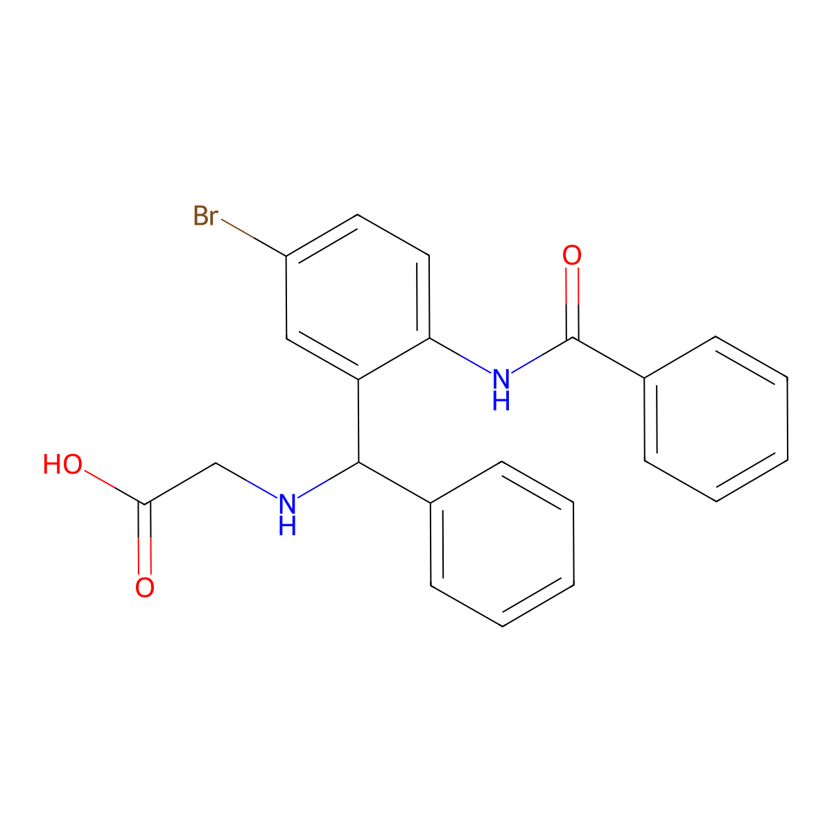 ((2-Benzamido-5-bromophenyl)(phenyl)methyl)glycine molecular structure, CAS 313650-48-5